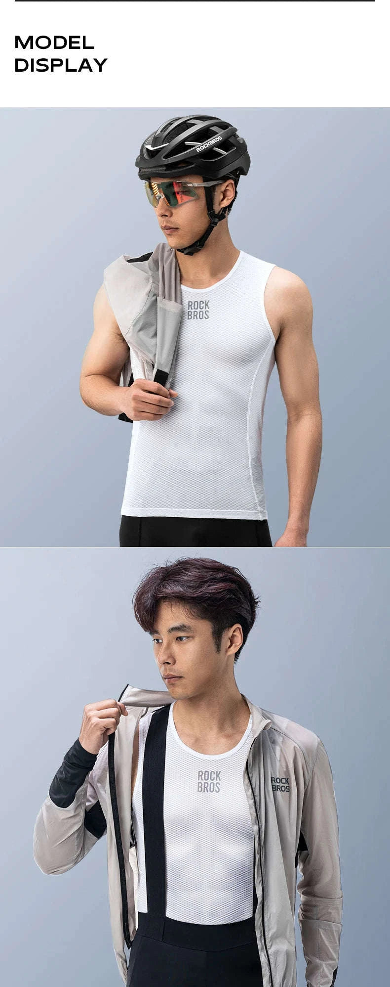 Men’s Breathable Cycling Vest Quick-Dry Mesh Sleeveless Undershirt-M-L