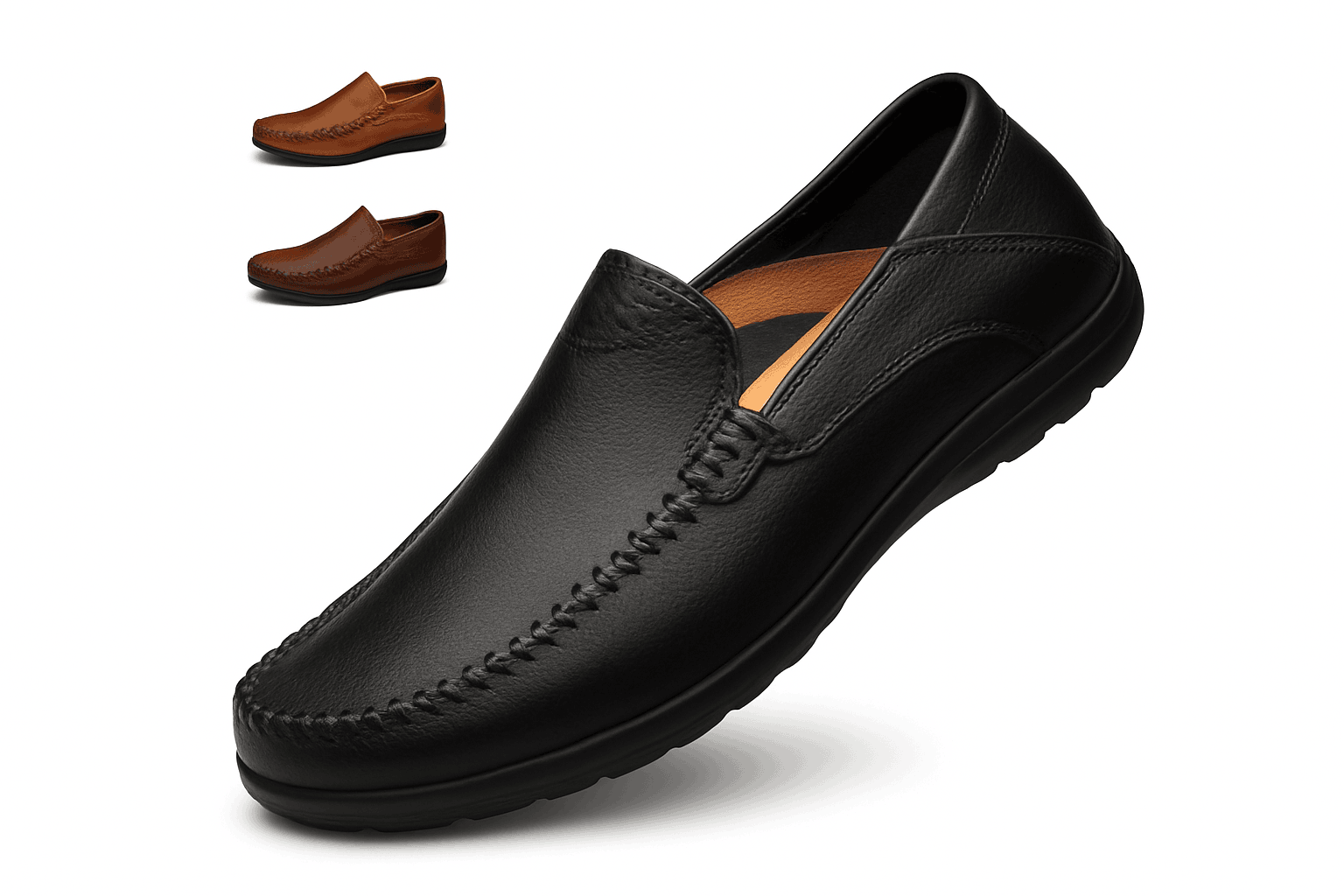 Men's Business Casual Leather Loafers-Brown / 47