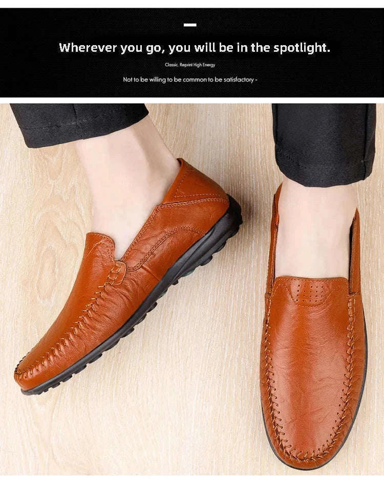 Men's Business Casual Leather Loafers-Brown / 47