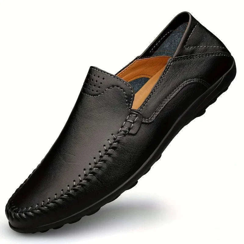 Men's Business Casual Leather Loafers-Brown / 47