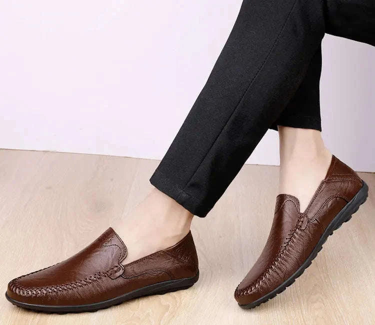 Men's Business Casual Leather Loafers-Brown / 47