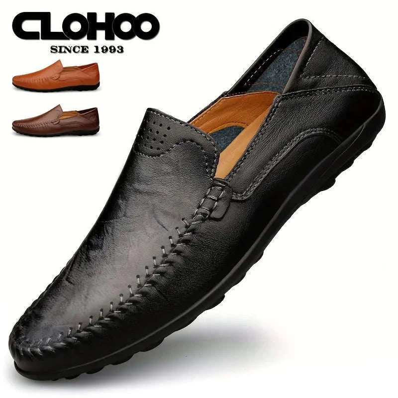 Men's Business Casual Leather Loafers-Brown / 47