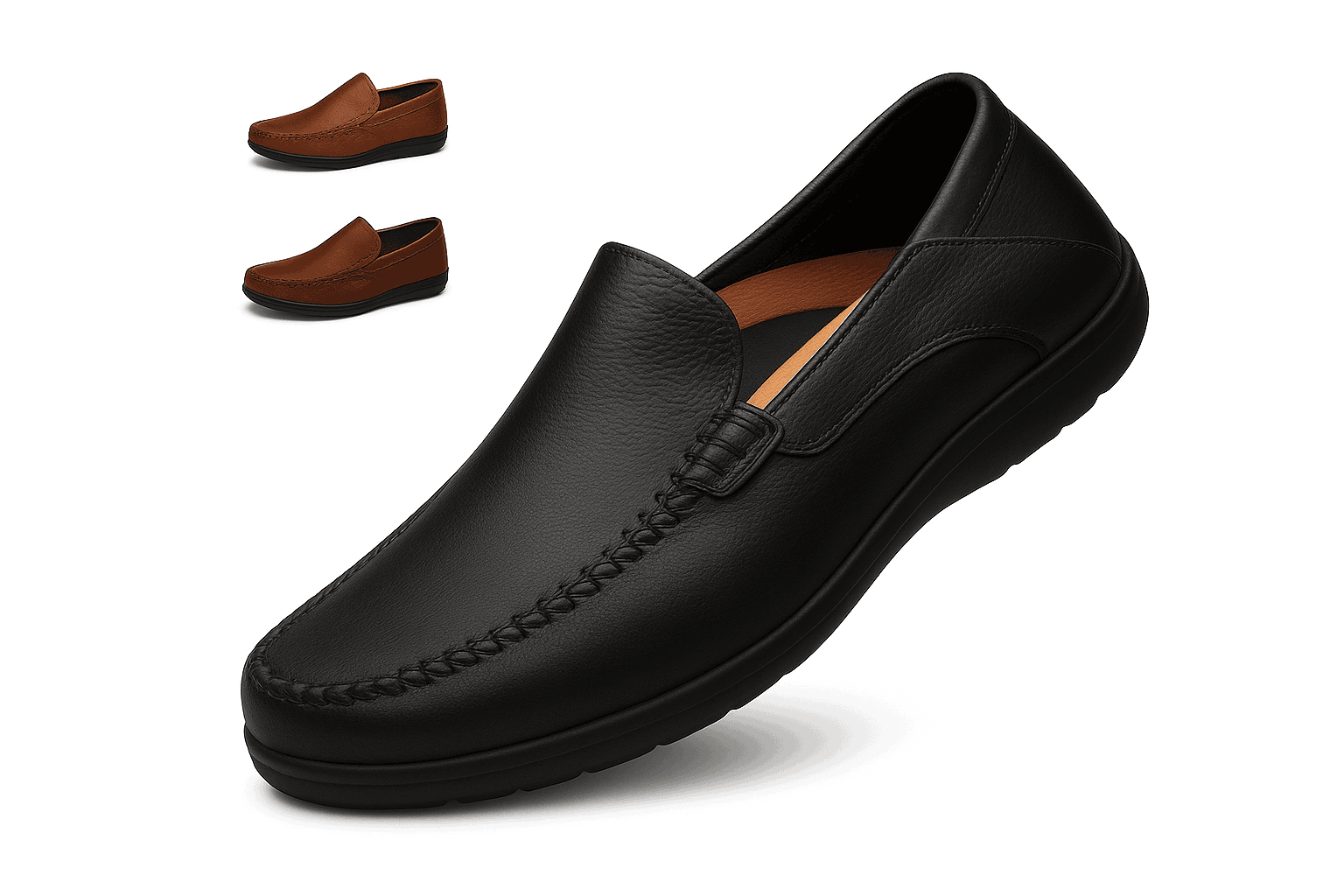 Men's Business Casual Leather Loafers-Brown / 47