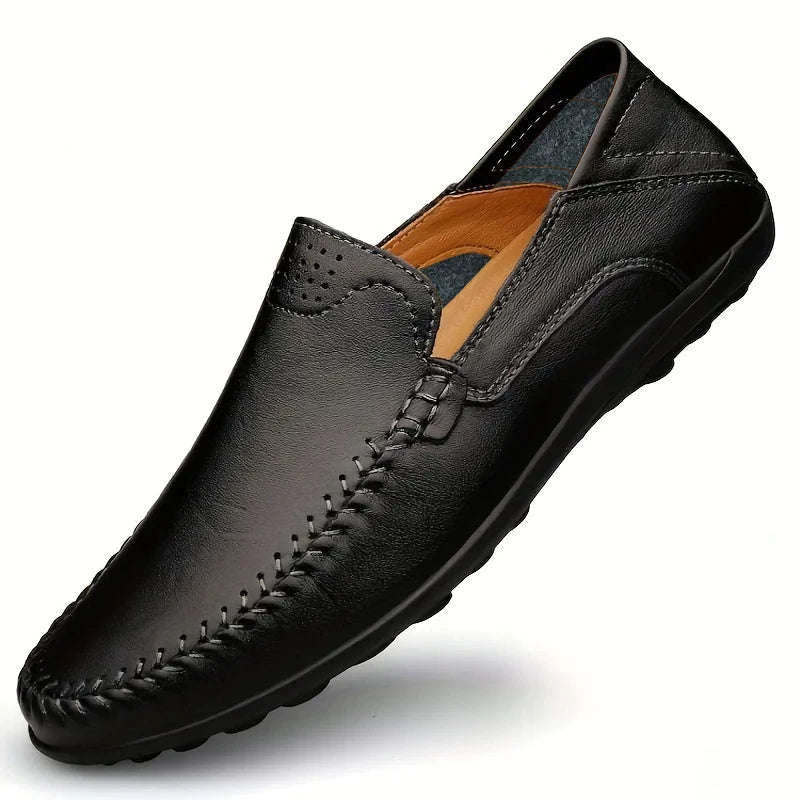 Men's Business Casual Leather Loafers-Brown / 47