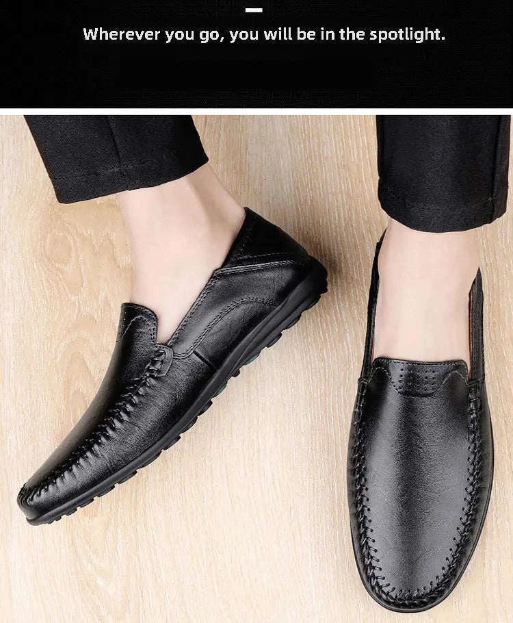 Men's Business Casual Leather Loafers-Brown / 47