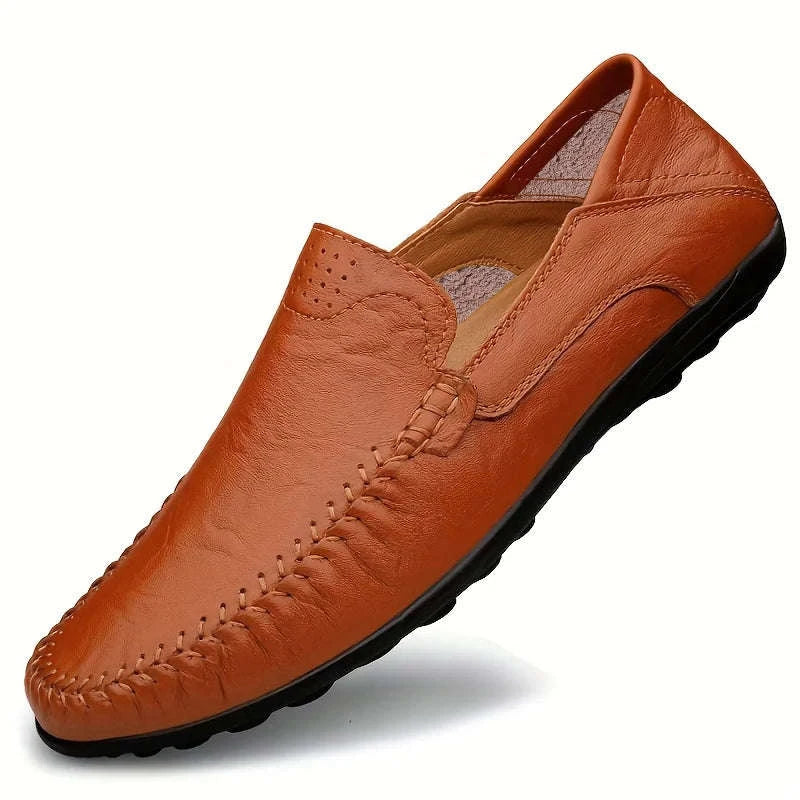 Men's Business Casual Leather Loafers-Brown / 47