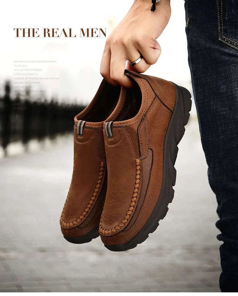 Men's Casual Breathable Slip-On Loafers-Brown / 46