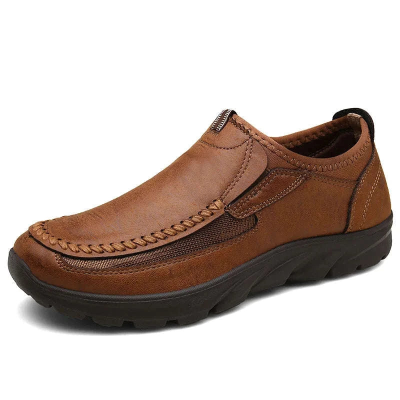 Men's Casual Breathable Slip-On Loafers-Brown / 46