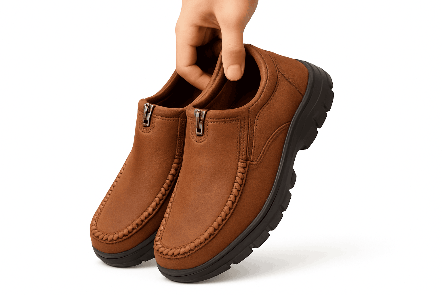 Men's Casual Breathable Slip-On Loafers-Brown / 46