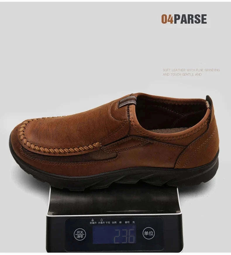 Men's Casual Breathable Slip-On Loafers-Brown / 46