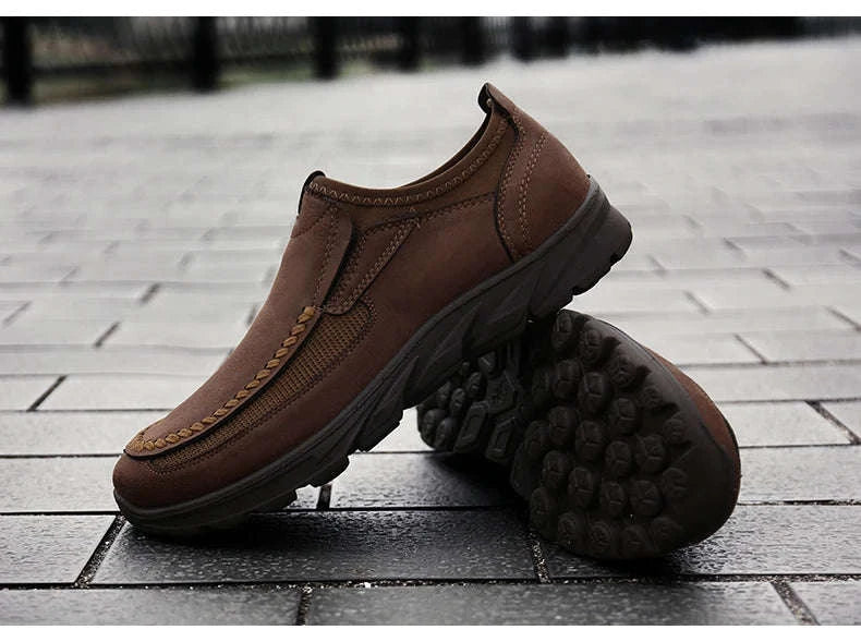 Men's Casual Breathable Slip-On Loafers-Brown / 46