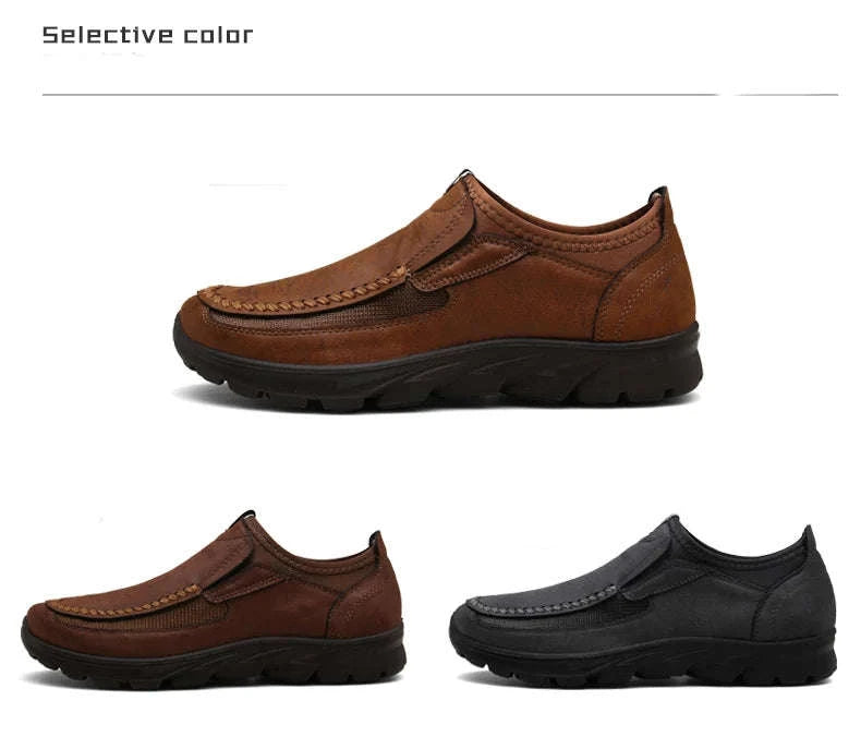 Men's Casual Breathable Slip-On Loafers-Brown / 46
