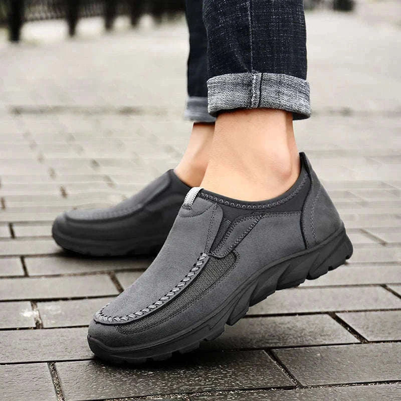 Men's Casual Breathable Slip-On Loafers-Brown / 46