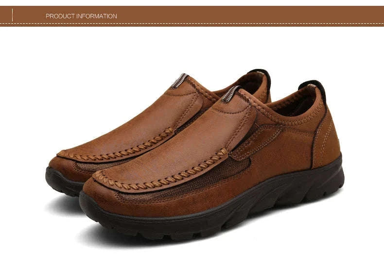 Men's Casual Breathable Slip-On Loafers-Brown / 46