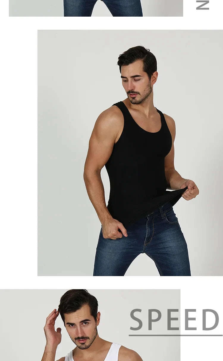 Men’s Compression Body Shaper Tank Top-black / M