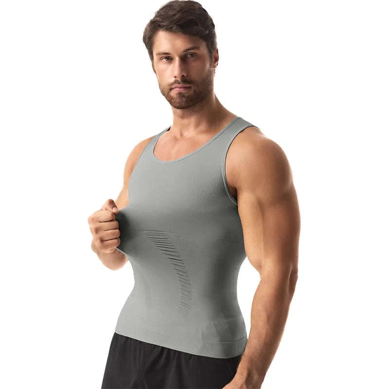 Men’s Compression Shapewear Vest for Tummy Control-Gray 2PCS / XXXL / United States