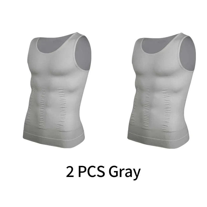 Men’s Compression Shapewear Vest for Tummy Control-Gray 2PCS / XXXL / United States