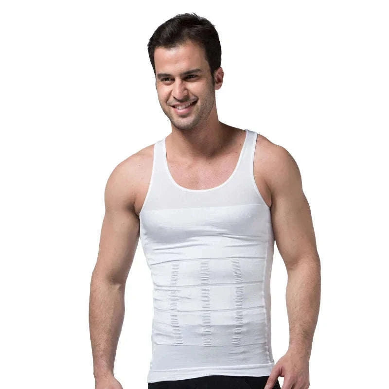 Men's Compression Tank Top for Support and Training Comfort-White / M