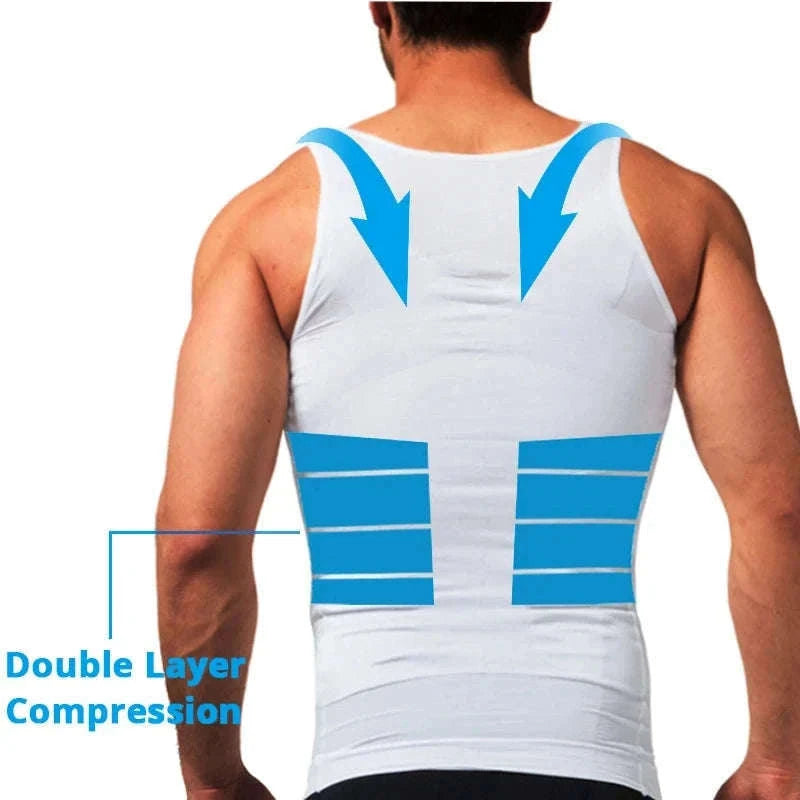 Men's Compression Tank Top for Support and Training Comfort-White / M