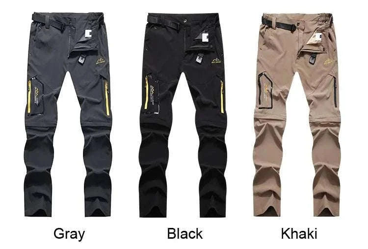 Men’s Convertible Hiking Pants Quick Dry UV Protection Cargo Trousers-GRAY / 4XL