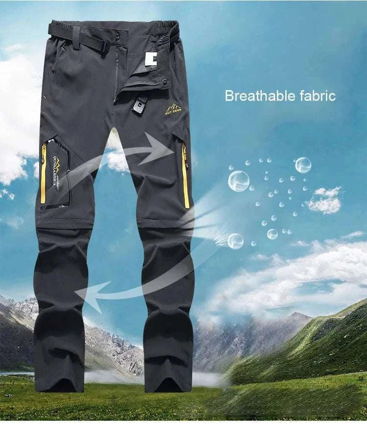Men’s Convertible Hiking Pants Quick Dry UV Protection Cargo Trousers-GRAY / 4XL