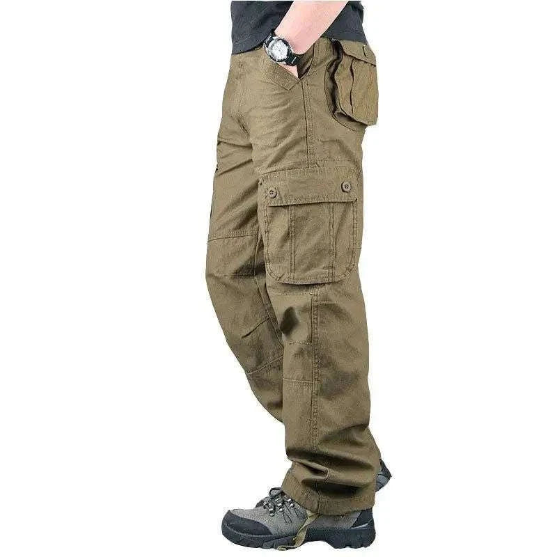 Men’s Cotton Cargo Pants Loose Fit Outdoor Work Trousers-118 Blue Camo / 36
