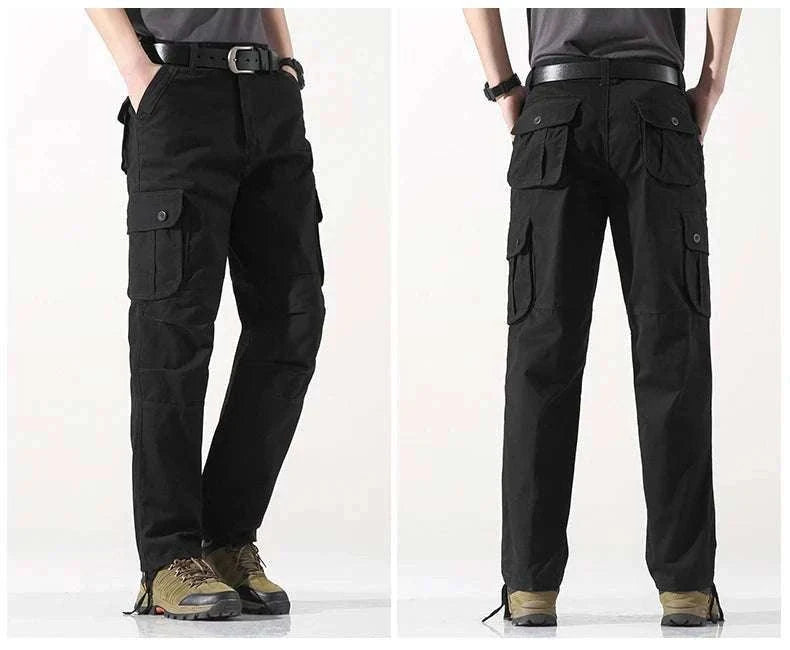 Men’s Cotton Cargo Pants Loose Fit Outdoor Work Trousers-118 Blue Camo / 36