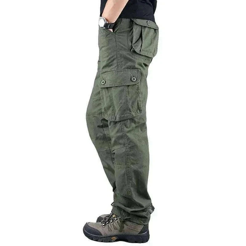Men’s Cotton Cargo Pants Loose Fit Outdoor Work Trousers-118 Blue Camo / 36