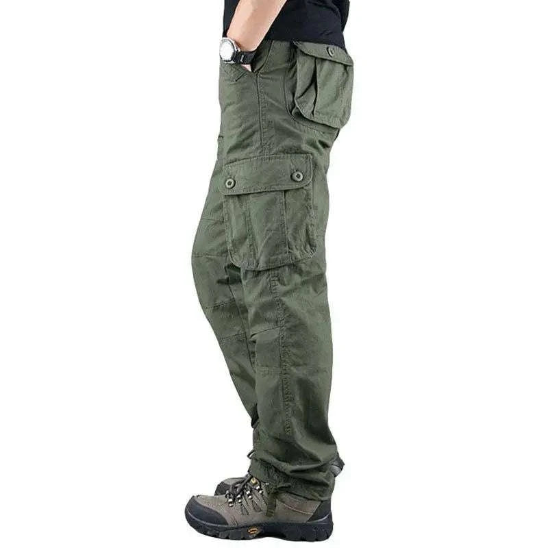 Men’s Cotton Cargo Pants Loose Fit Outdoor Work Trousers-118 Blue Camo / 36
