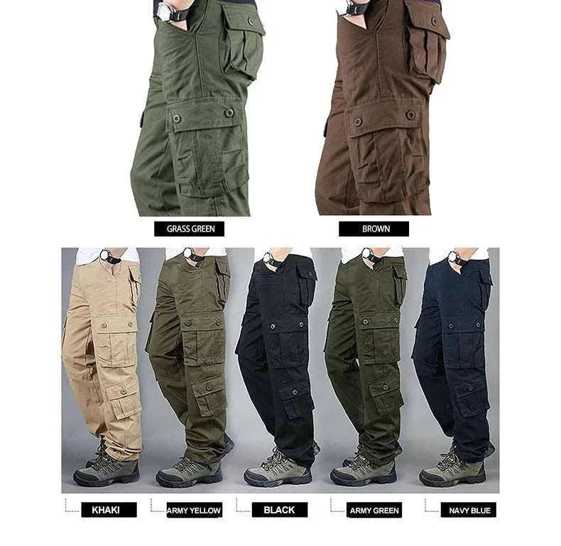 Men’s Cotton Cargo Pants Loose Fit Outdoor Work Trousers-118 Blue Camo / 36
