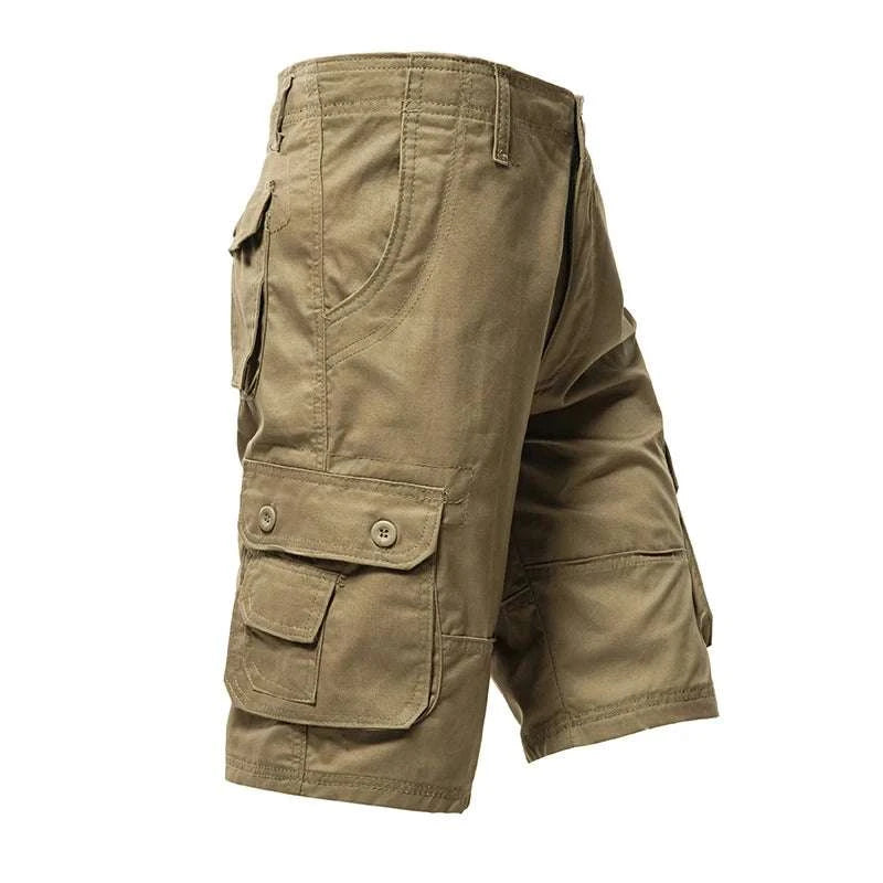 Men’s Cotton Cargo Shorts Knee Length Loose Fit Streetwear Style-Army Yellow 001 / 29
