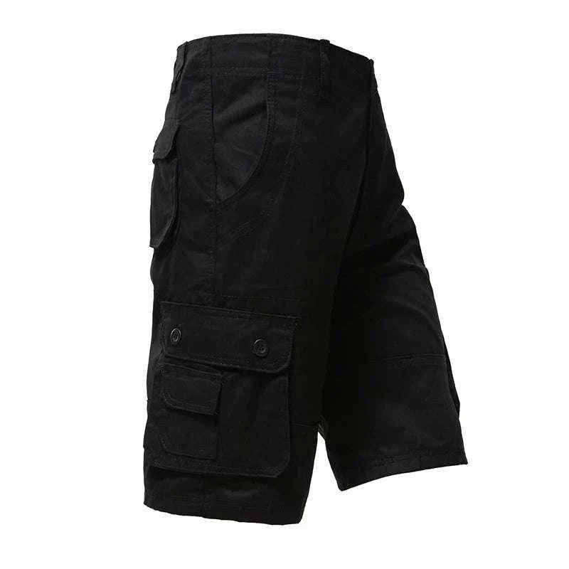 Men’s Cotton Cargo Shorts Knee Length Loose Fit Streetwear Style-Army Yellow 001 / 29