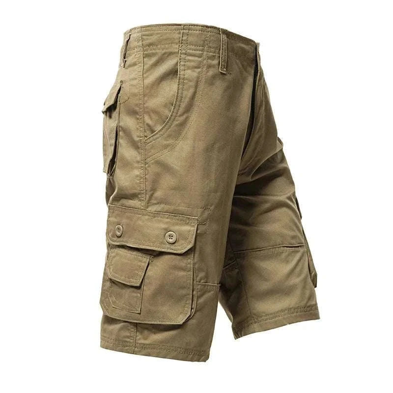 Men’s Cotton Cargo Shorts Knee Length Loose Fit Streetwear Style-Army Yellow 001 / 29