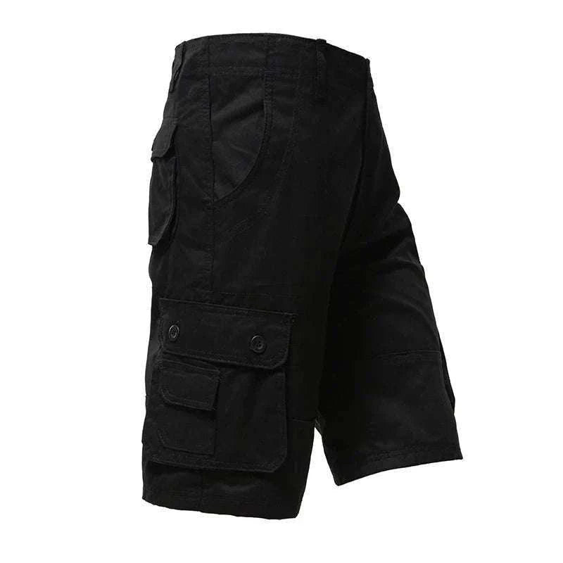 Men’s Cotton Cargo Shorts Knee Length Loose Fit Streetwear Style-Army Yellow 001 / 29