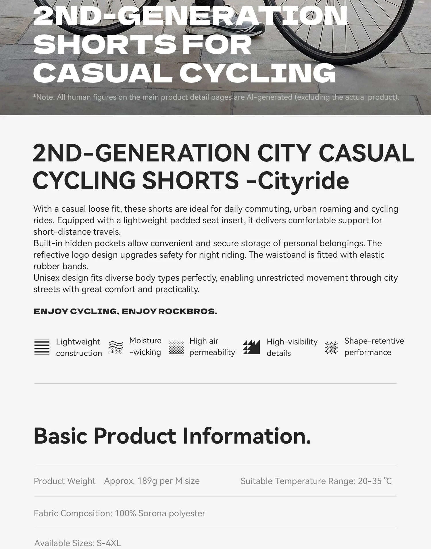 Men's Cycling Shorts Quick-Dry Breathable Road Bike Sport Shorts-RK2026-K / Asian S(EUR XS)