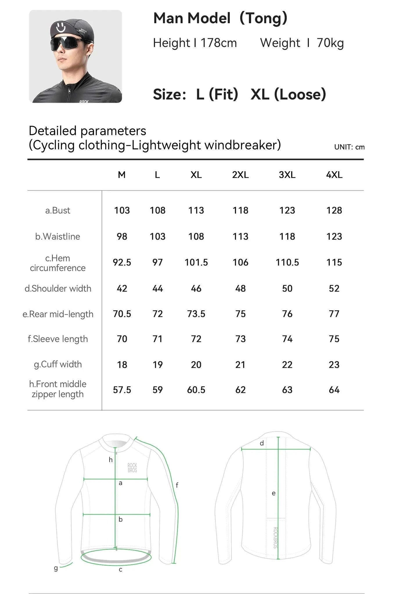 Men’s Cycling Windproof Jacket Lightweight Breathable Reflective Coat-YPW071-CF / EUR M