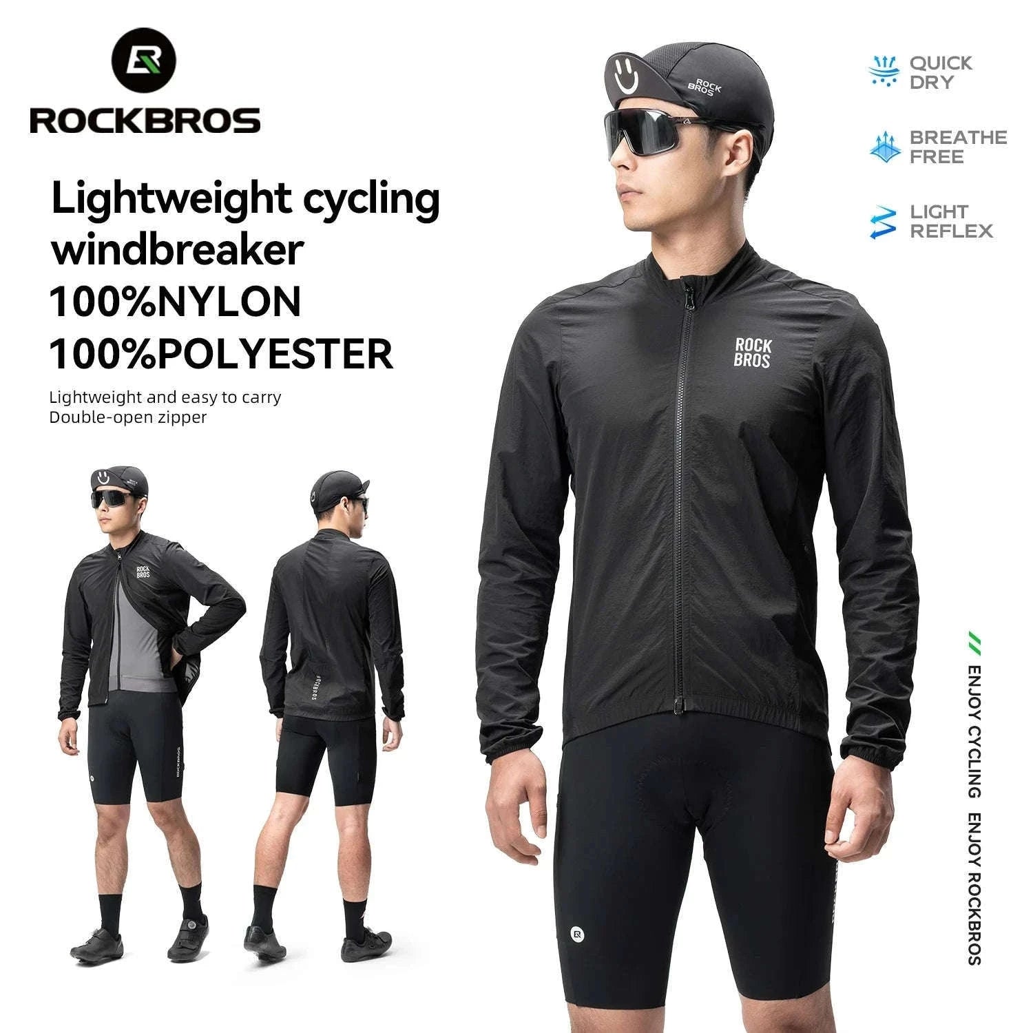 Men’s Cycling Windproof Jacket Lightweight Breathable Reflective Coat-YPW071-CF / EUR M