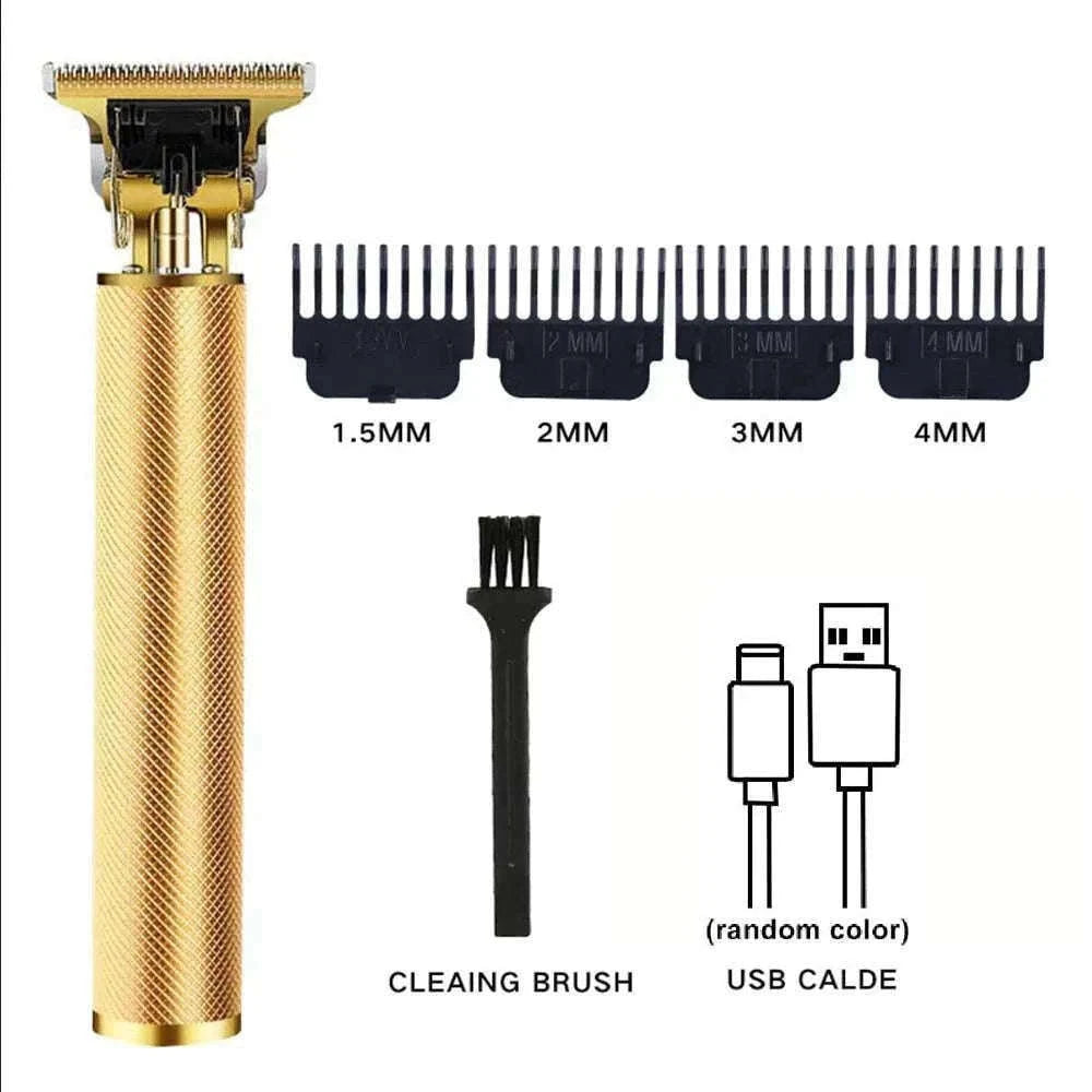Men’s Hair Clipper & Beard Trimmer Kit with Titanium Blades-1 pc T9 (Gold) / United States