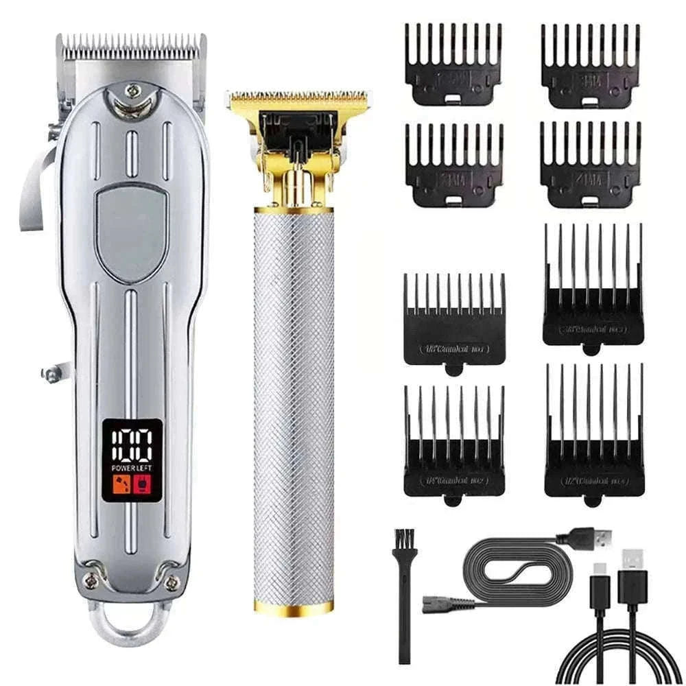 Men’s Hair Clipper & Beard Trimmer Kit with Titanium Blades-1 pc T9 (Gold) / United States