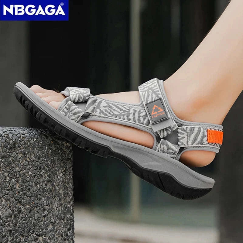 Men's Hiking Sandals Lightweight Breathable Open-Toe Casual Beach Shoes-Black / 45