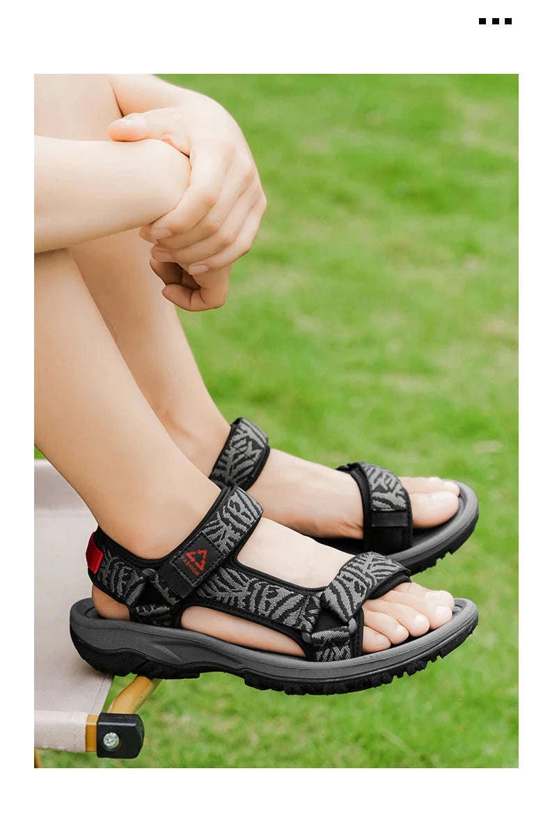 Men's Hiking Sandals Lightweight Breathable Open-Toe Casual Beach Shoes-Black / 45