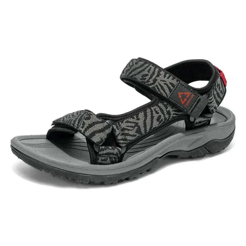 Men's Hiking Sandals Lightweight Breathable Open-Toe Casual Beach Shoes-Black / 45