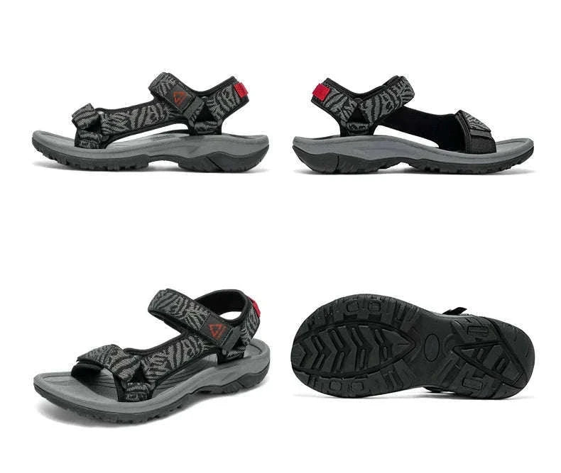Men's Hiking Sandals Lightweight Breathable Open-Toe Casual Beach Shoes-Black / 45