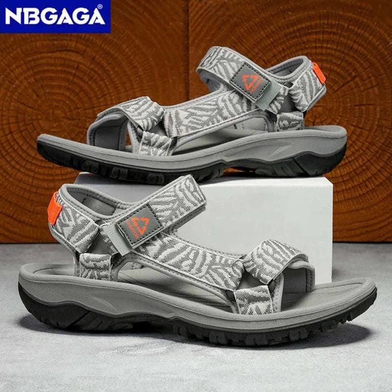 Men's Hiking Sandals Lightweight Breathable Open-Toe Casual Beach Shoes-Black / 45