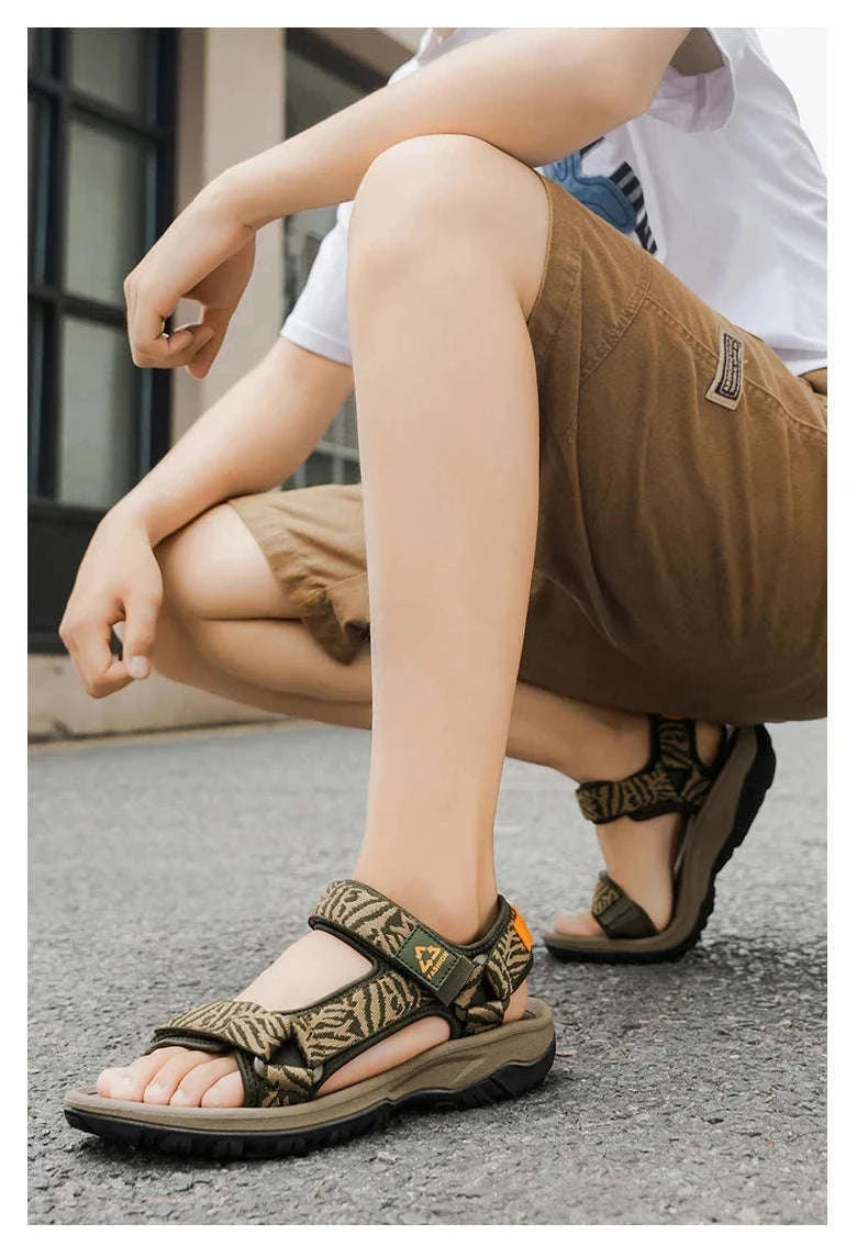Men's Hiking Sandals Lightweight Breathable Open-Toe Casual Beach Shoes-Black / 45