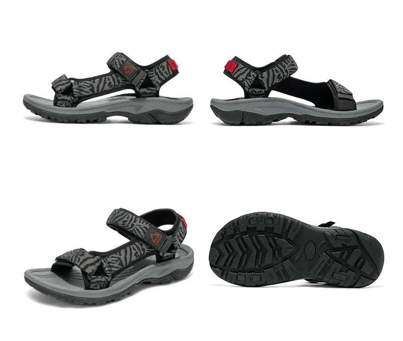 Men's Hiking Sandals Lightweight Breathable Open-Toe Casual Beach Shoes-Black / 45