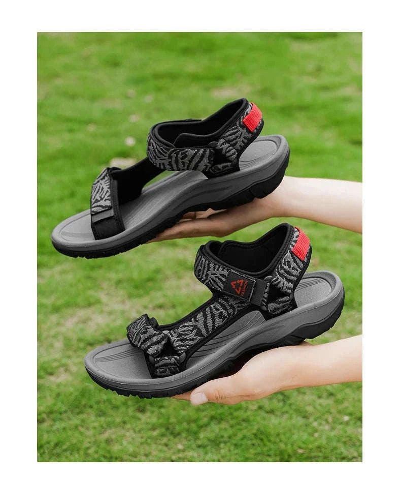 Men's Hiking Sandals Lightweight Breathable Open-Toe Casual Beach Shoes-Black / 45