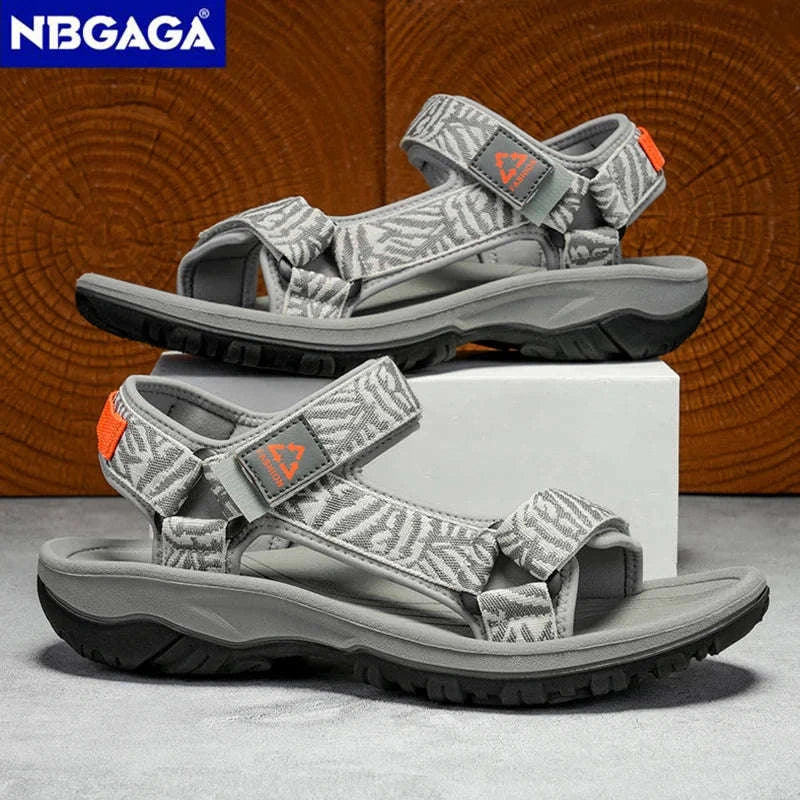 Men's Hiking Sandals Lightweight Breathable Open-Toe Casual Beach Shoes-Black / 45