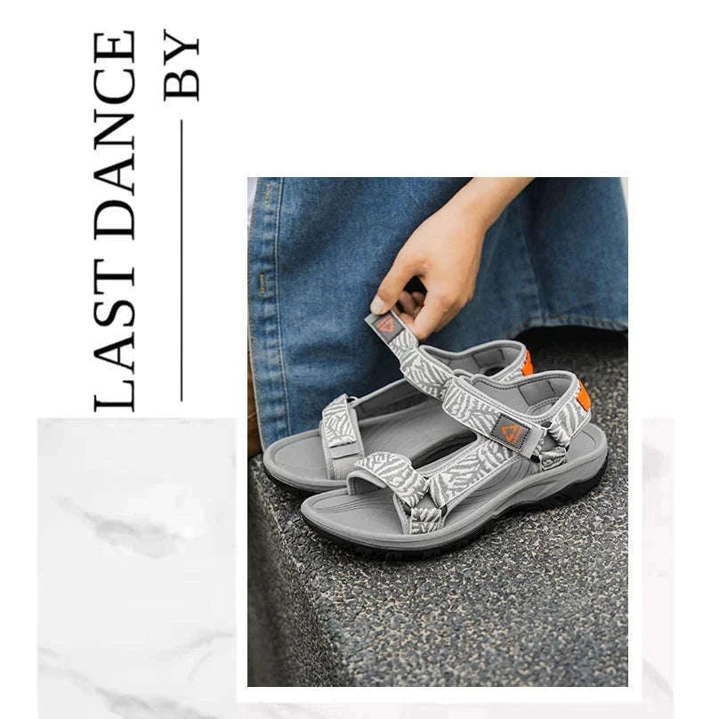 Men's Hiking Sandals Lightweight Breathable Open-Toe Casual Beach Shoes-Black / 45