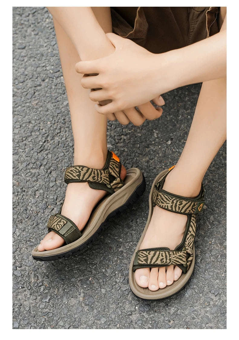 Men's Hiking Sandals Lightweight Breathable Open-Toe Casual Beach Shoes-Black / 45